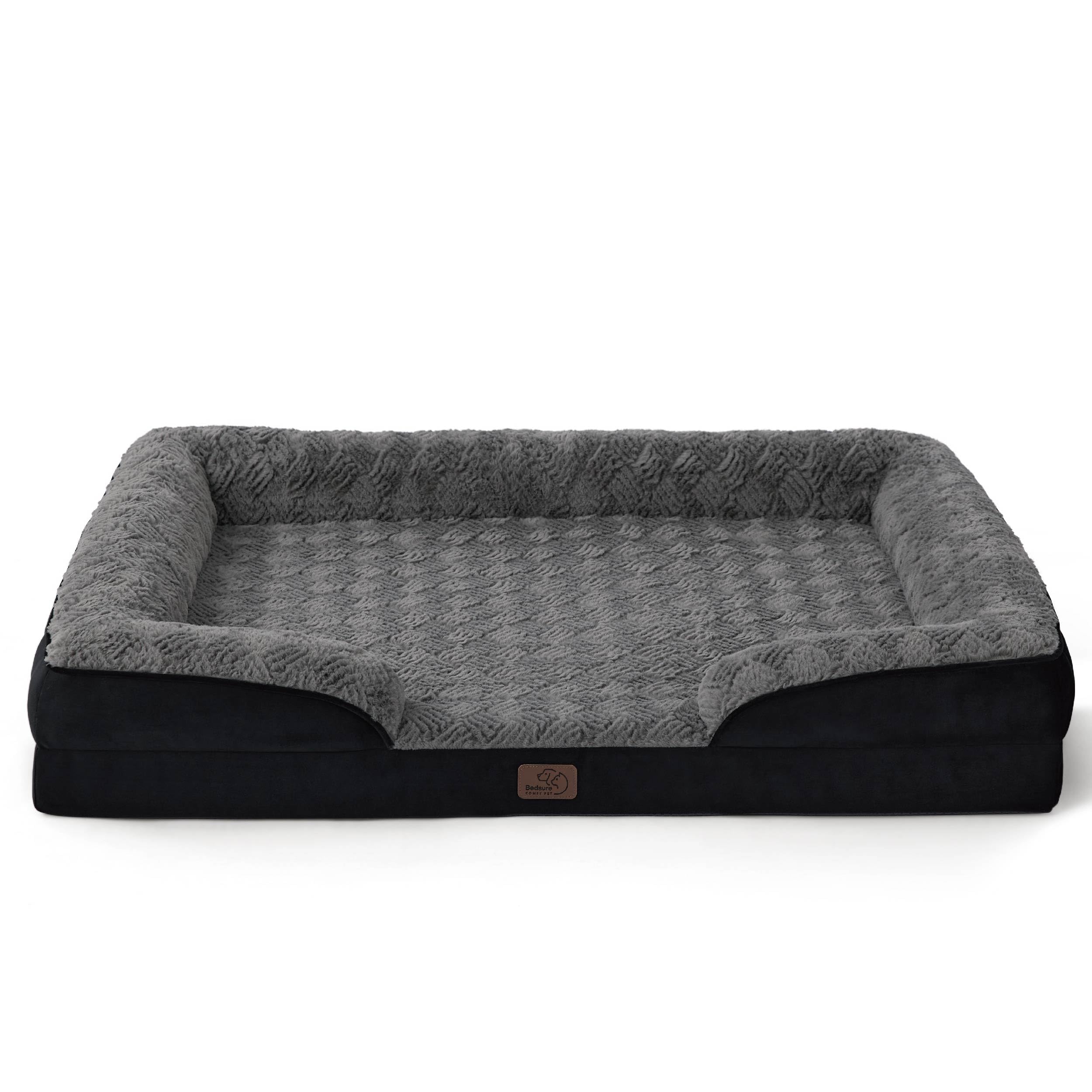 Bedsure orthopedic dog bed large soft-flannel fabric adds cozy feel for restful naps.