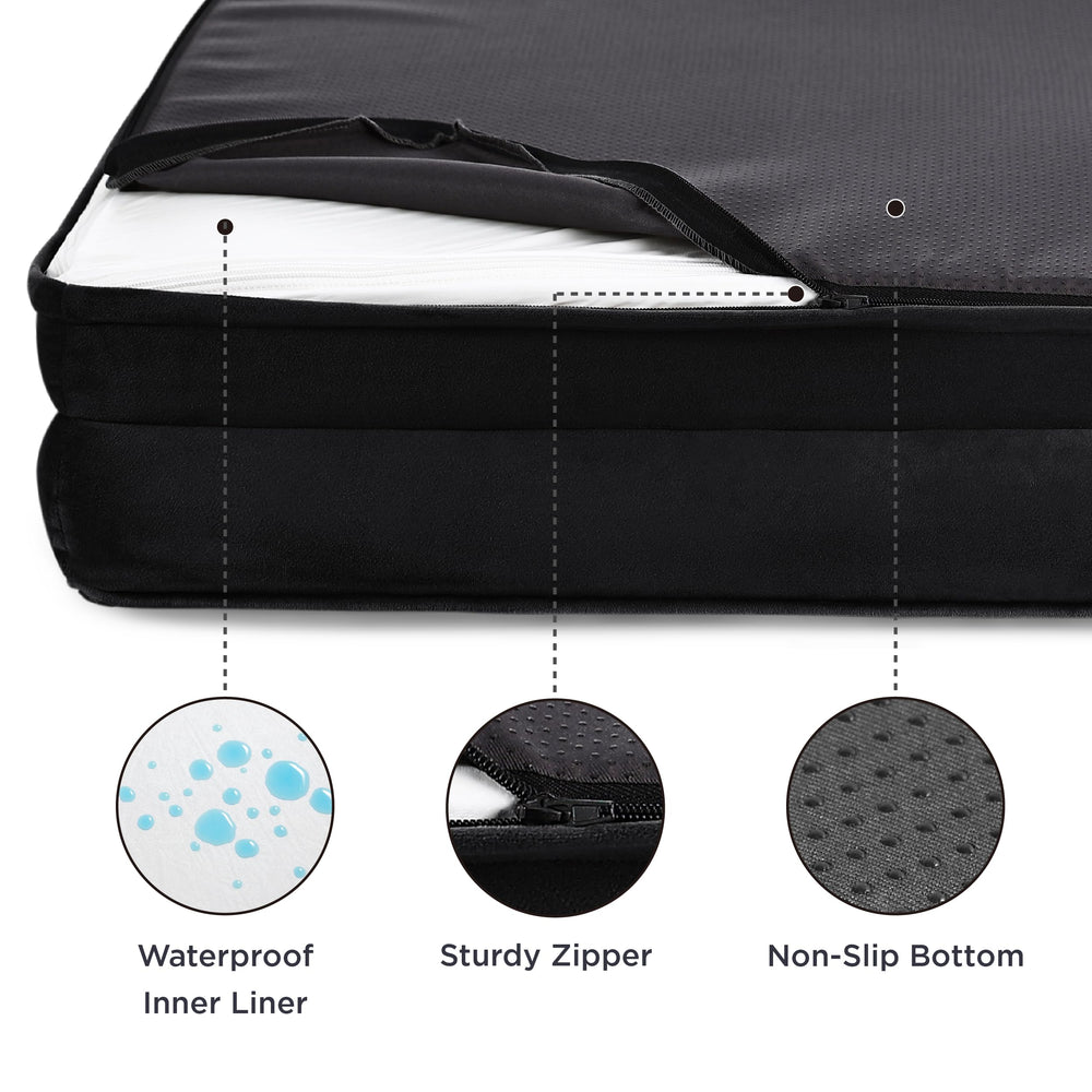 Bedsure orthopedic dog bed large waterproof liner protects foam from spills.