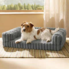 Bedsure orthopedic dog bed top view shows compact medium size for daily lounging