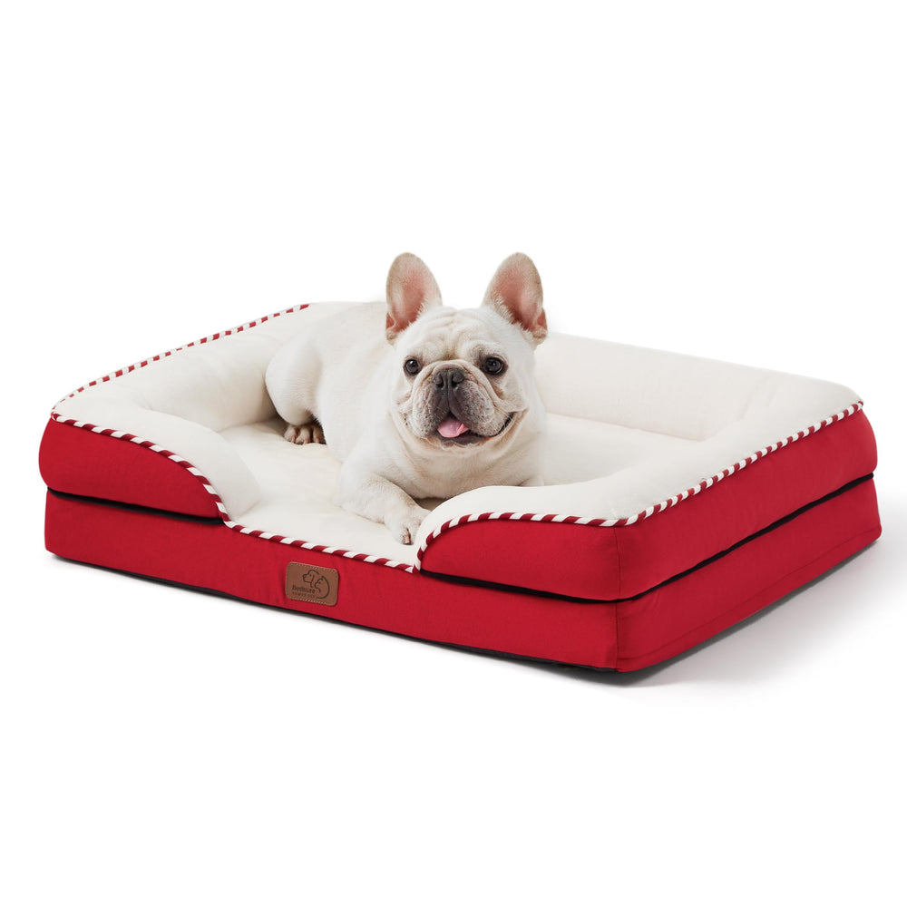 Bedsure dog bed in use demonstrates lowered entrance and bolster support