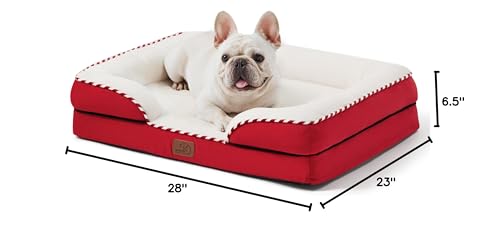 Bedsure red bed in a cozy room shows versatile pet lounging