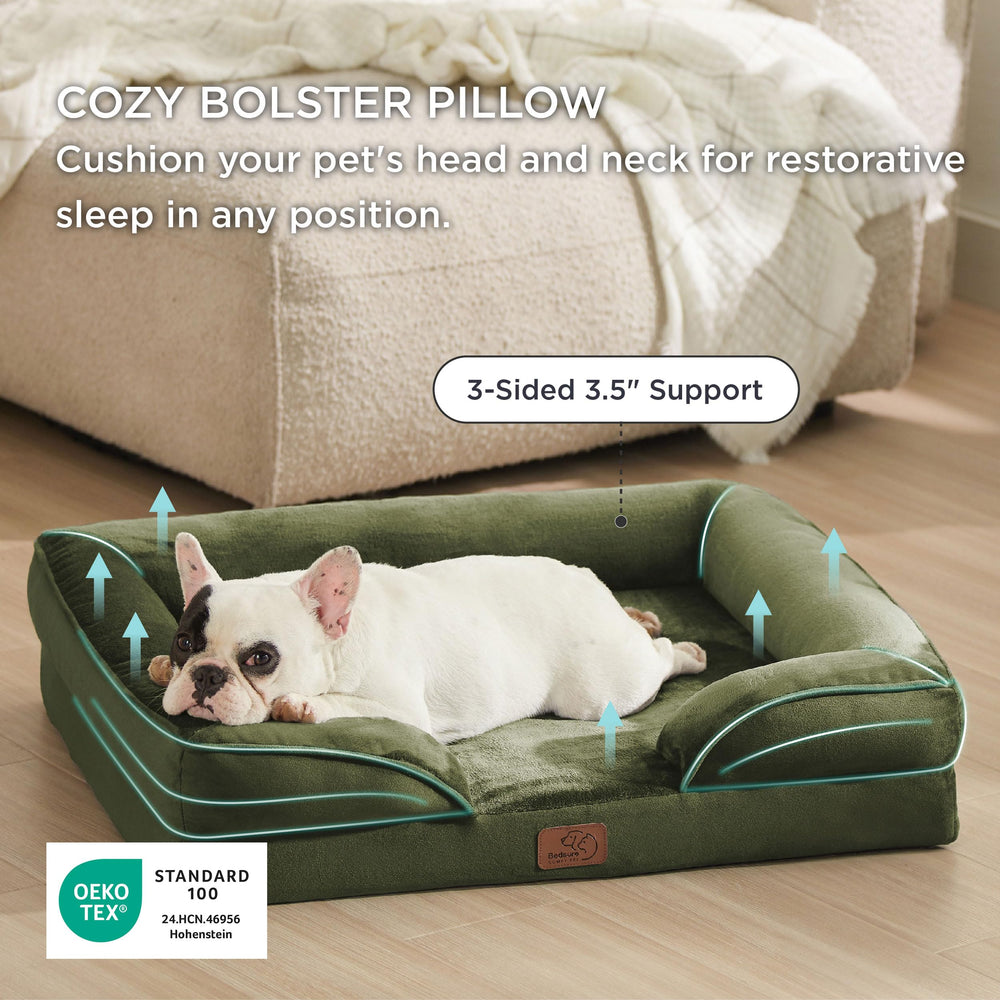 Bedsure bed with removable cover in moss green for easy cleaning.