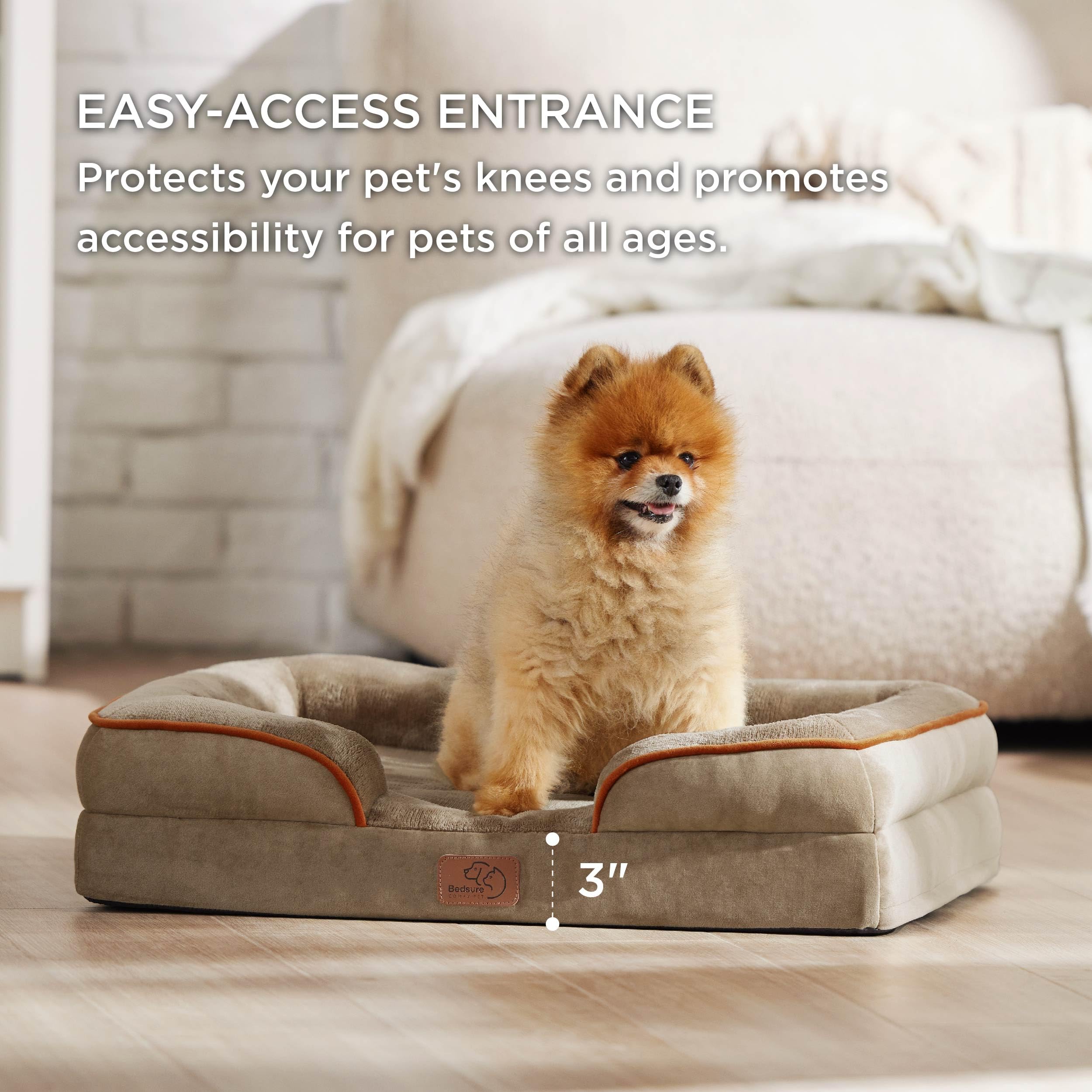 Bedsure non-skid bottom keeps the bed in place on smooth floors.
