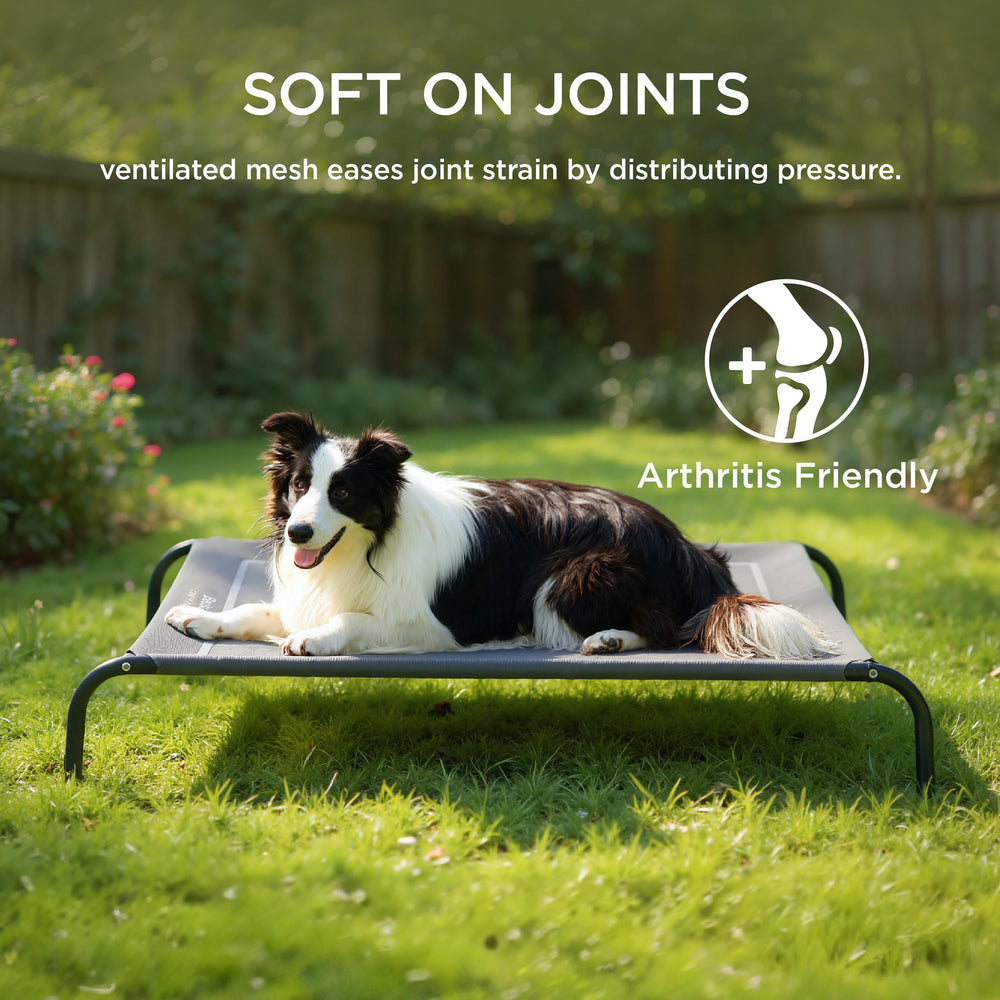 Bedsure Outdoor Elevated Dog Bed easy-clean mesh simplifies maintenance after adventures.