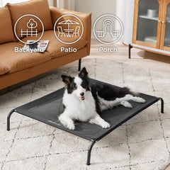 Bedsure Outdoor Elevated Dog Bed skid-resistant feet ensure secure placement on various surfaces.