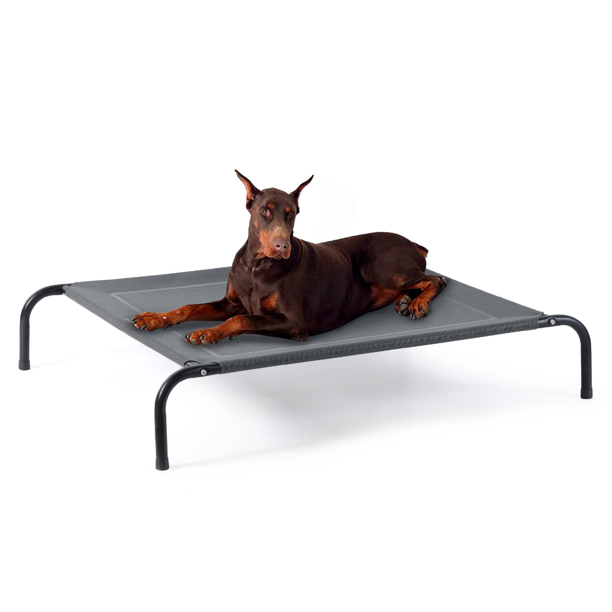Bedsure Outdoor Elevated XL Dog Bed frame offers sturdy support for indoor and outdoor lounging.