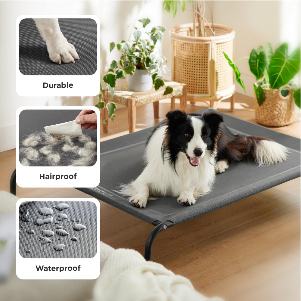 Bedsure dog bed with skid-resistant feet stays stable on hardwood or tile floors.