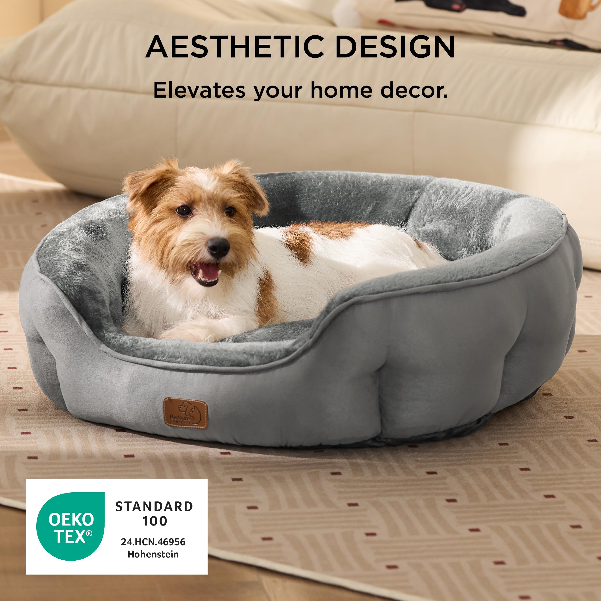 Bedsure pet bed non-slip bottom helps prevent slips during active play.