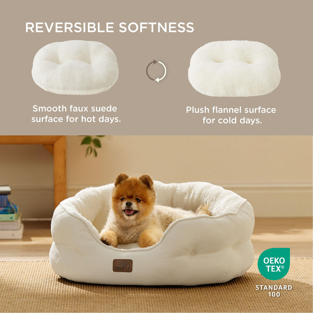 Bedsure pet bed features non-slip bottom for stability.