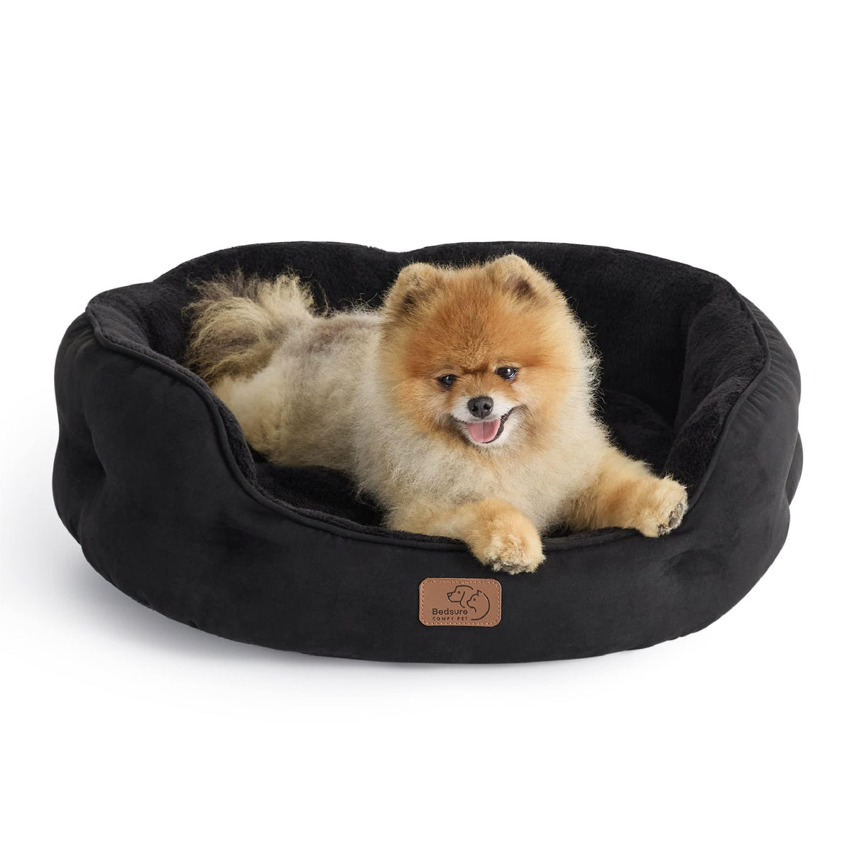 Bedsure plush sherpa round dog bed for ultra-soft comfort.