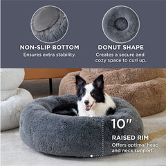 Bedsure 36-inch round bed shows plush faux fur for cozy, warm naps.