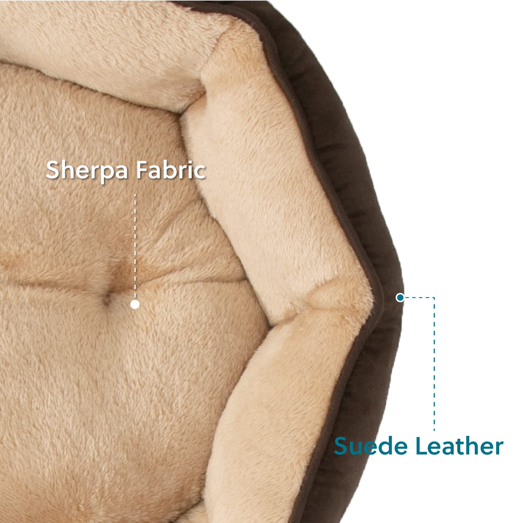 Bedsure round dog bed plush sherpa closeup shows silky softness for resting.
