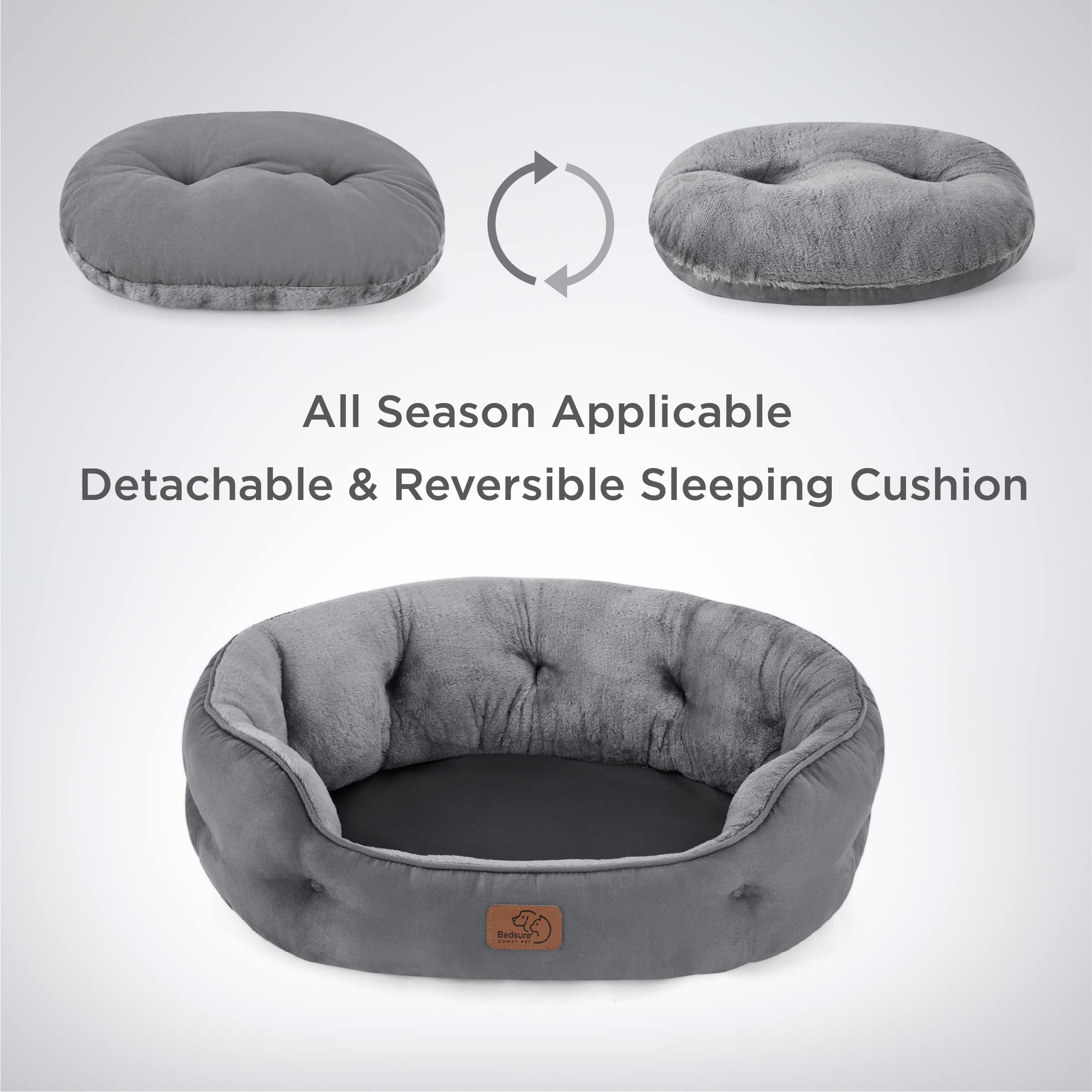 Bedsure round dog bed slip-resistant-bottom demonstrates stability on slick floors.