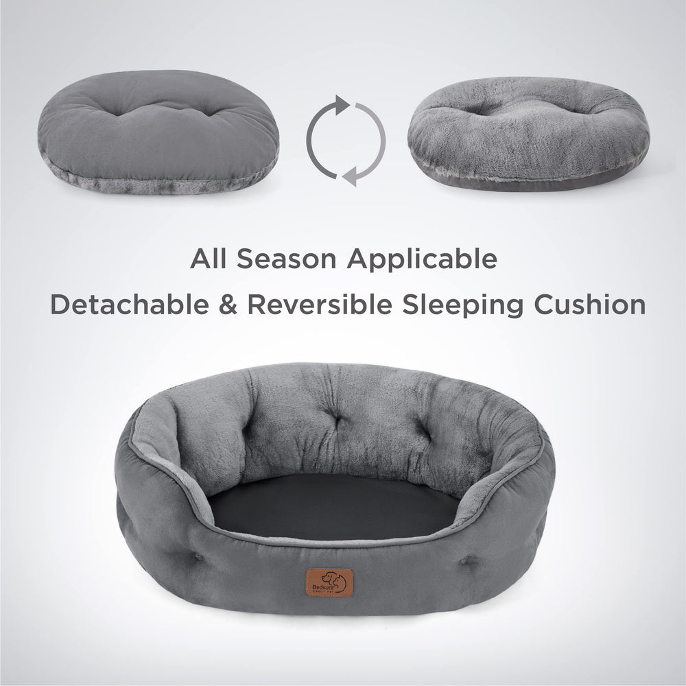 Bedsure round dog bed slip-resistant-bottom demonstrates stability on slick floors.