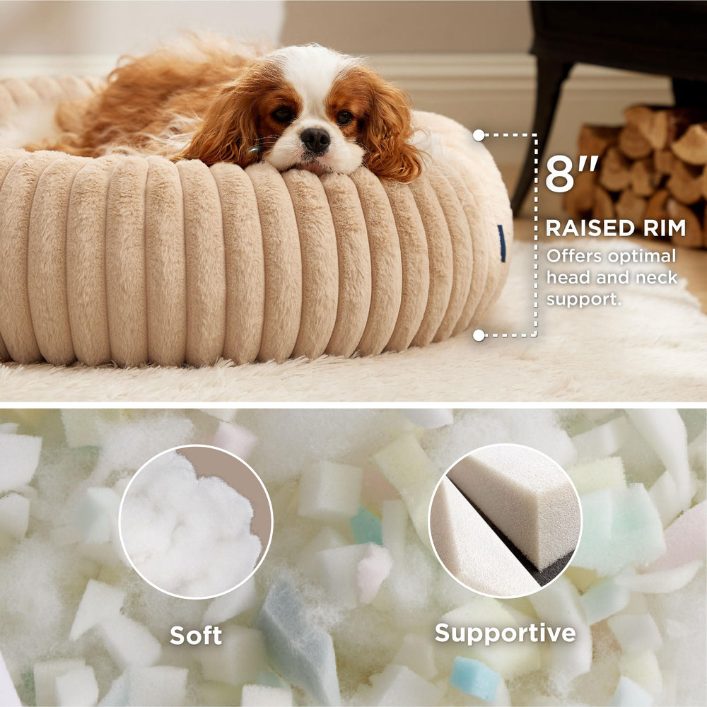 Bedsure round pet bed with anti-slip bottom for stable lounging.
