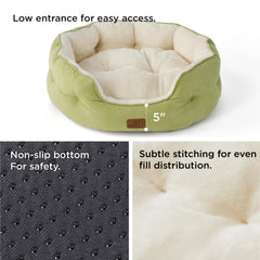 Bedsure round bed green bottom slip-resistant keeps bed stable during pet naps.