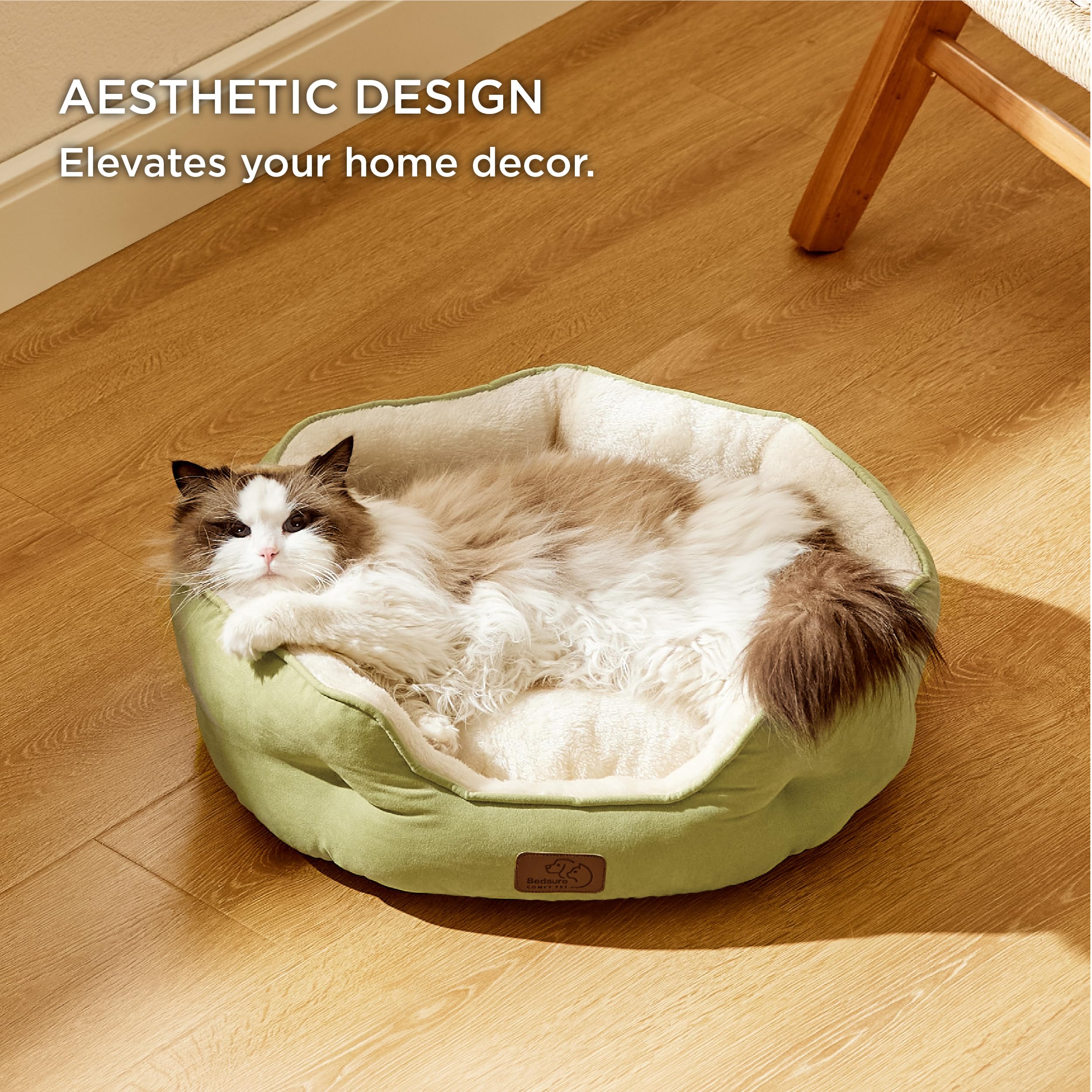 Bedsure round bed green removable-cover featured for easy machine washing.