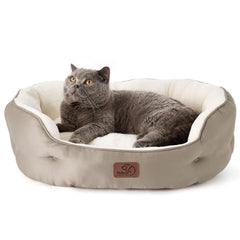 Bedsure round-pet-bed-sherpa-taupe provides plush warmth for small dogs and kittens