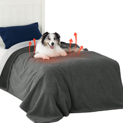 Bedsure self warming blanket with Sherpa side for added warmth and cozy pet comfort.