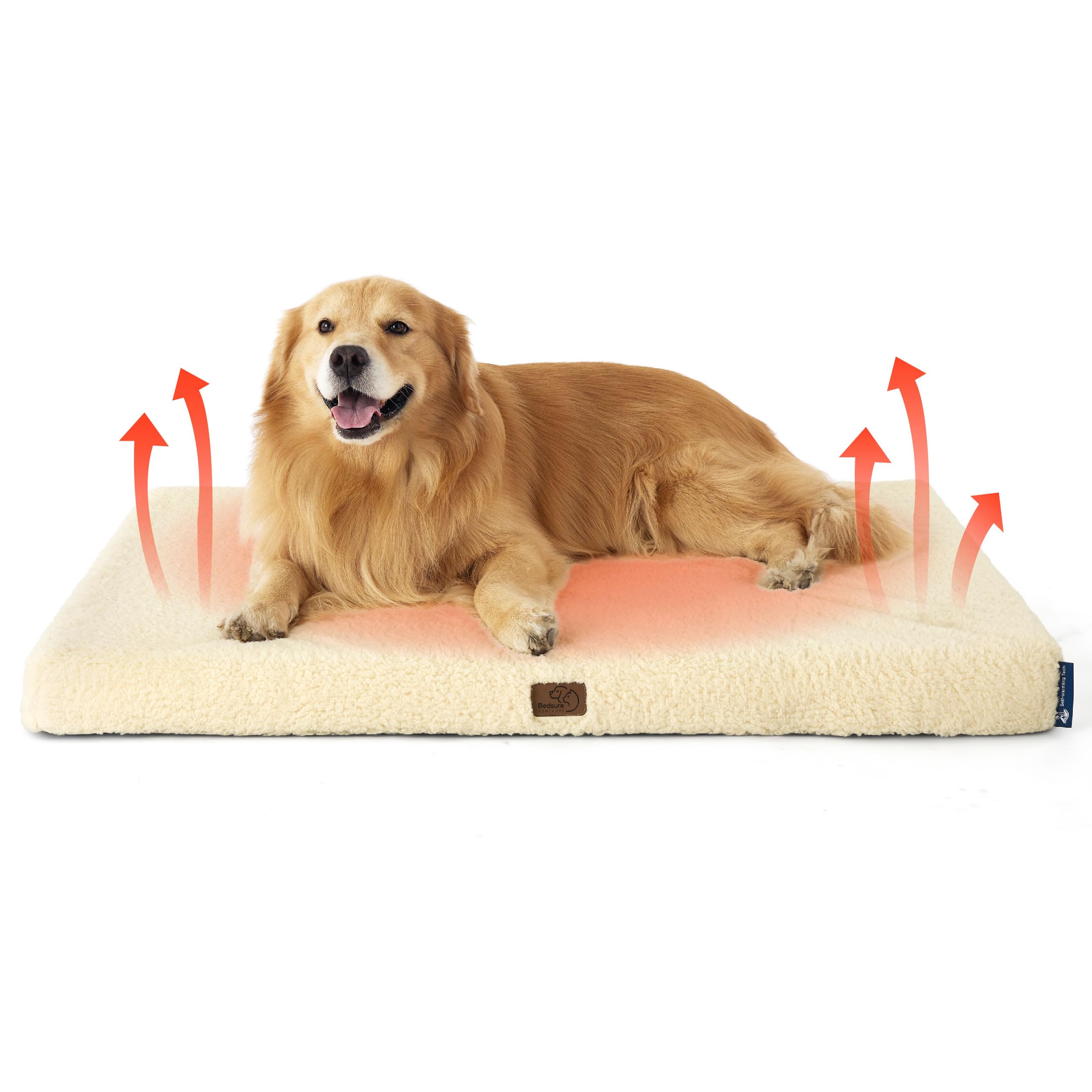 Bedsure self warming dog bed cover closeup showing cozy sherpa warmth for winter