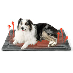 Bedsure self-warming dog bed crate pad shows cozy interior for energy-efficient warmth.