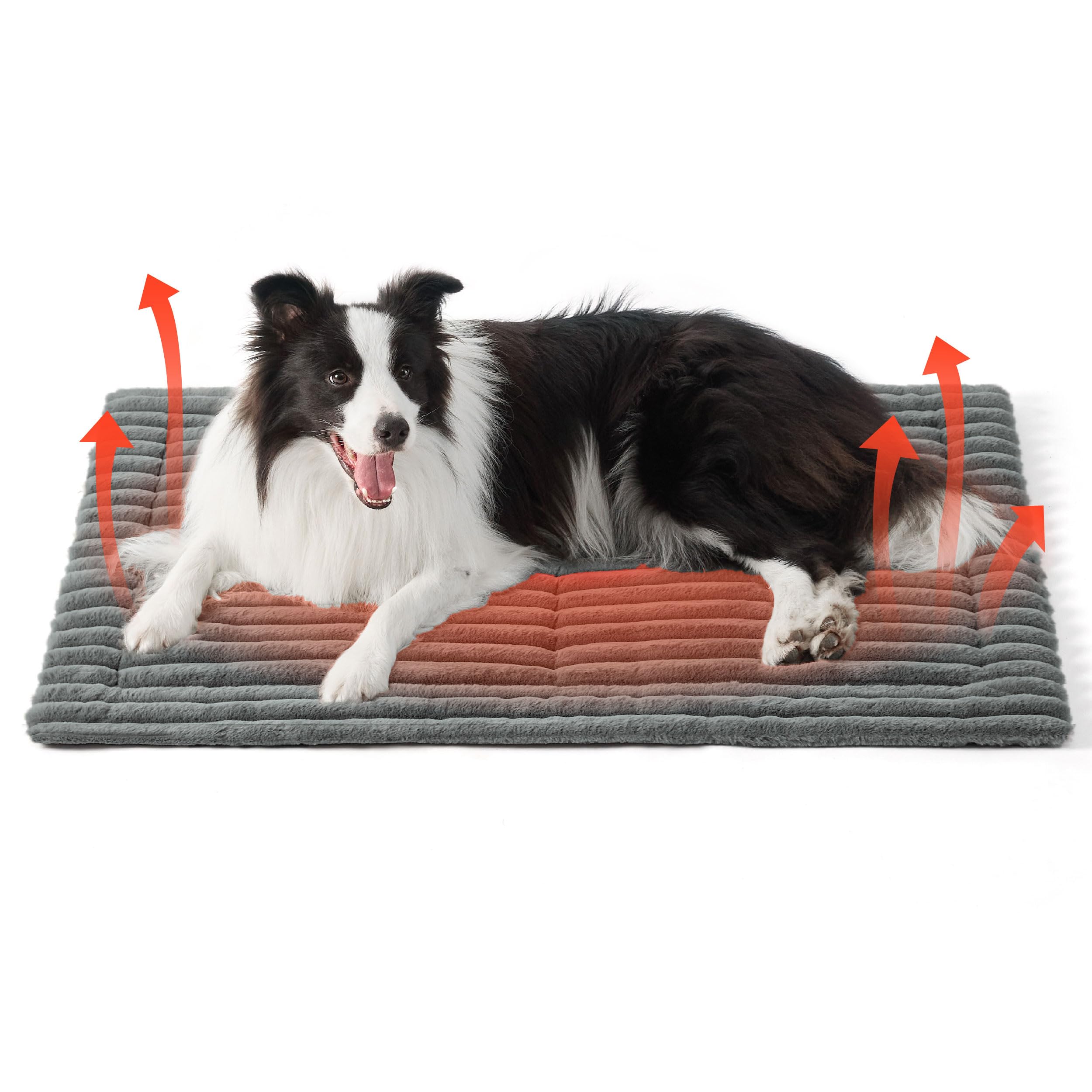 Bedsure self-warming dog bed gray 35x23, crate-ready warmth for restful naps.