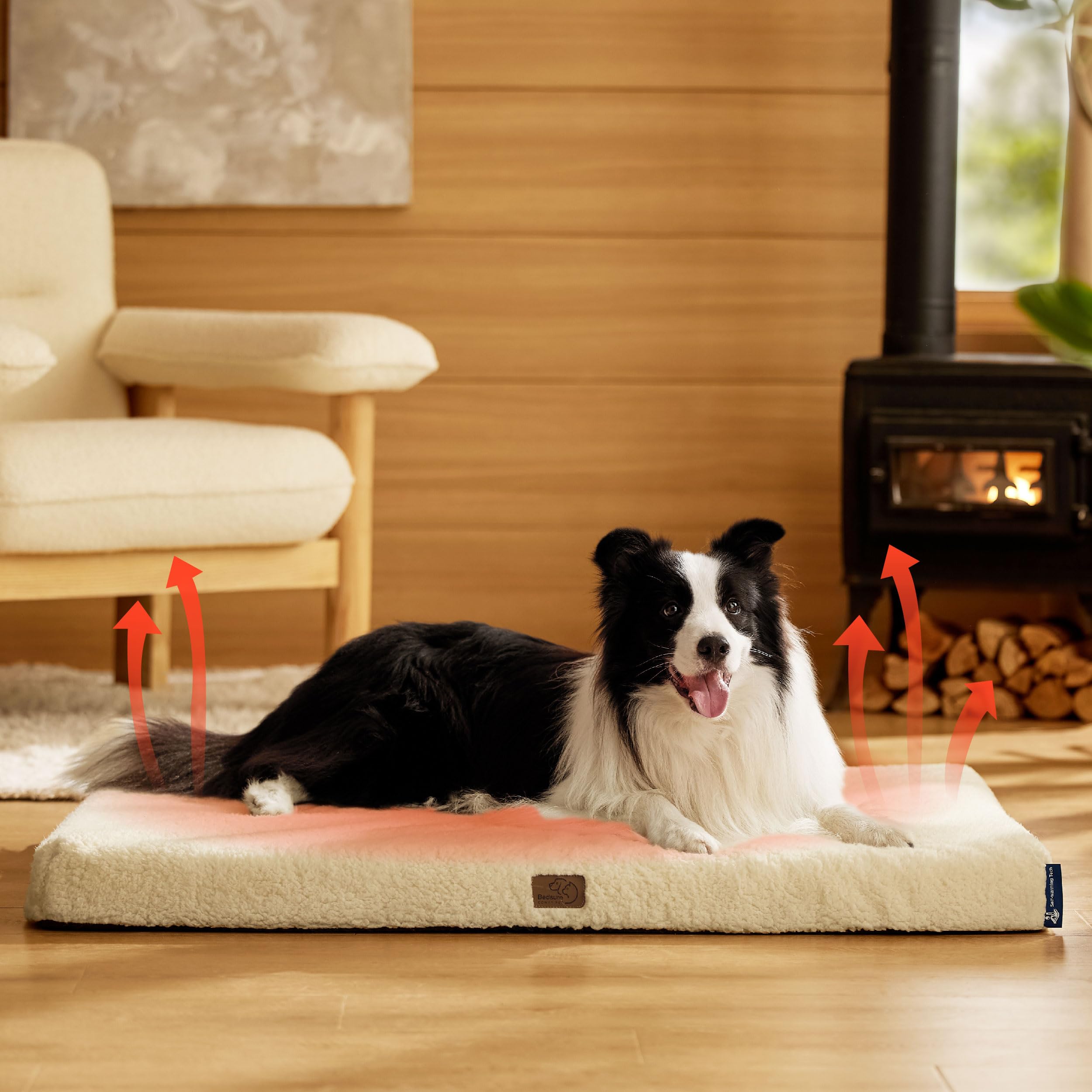 Bedsure self-warming dog bed large machine-washable-cover emphasizes easy cleaning and care
