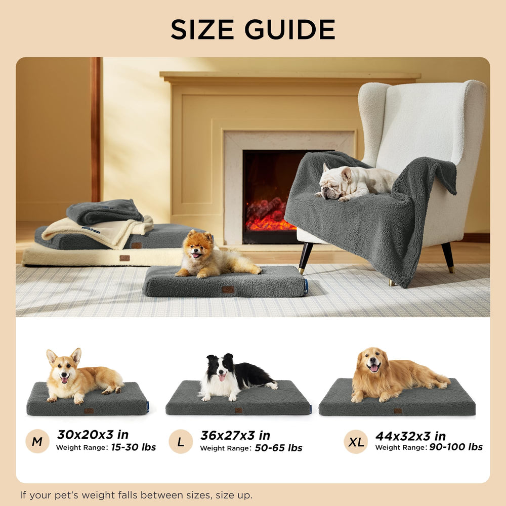 Bedsure Self-Warming Dog Bed large size indicates suitability for pets up to 65 lbs