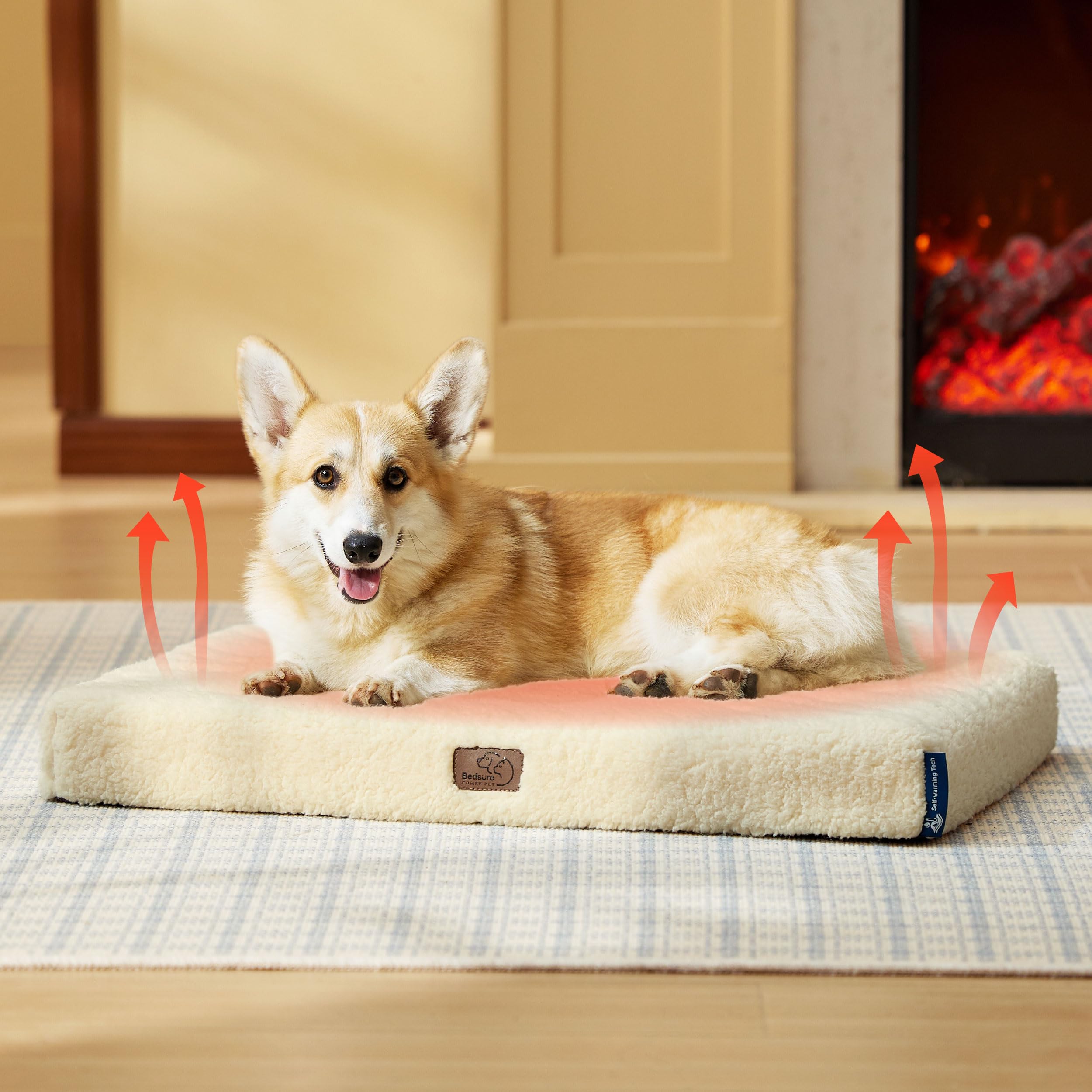 Bedsure self-warming dog bed medium with machine-washable cover for easy cleaning