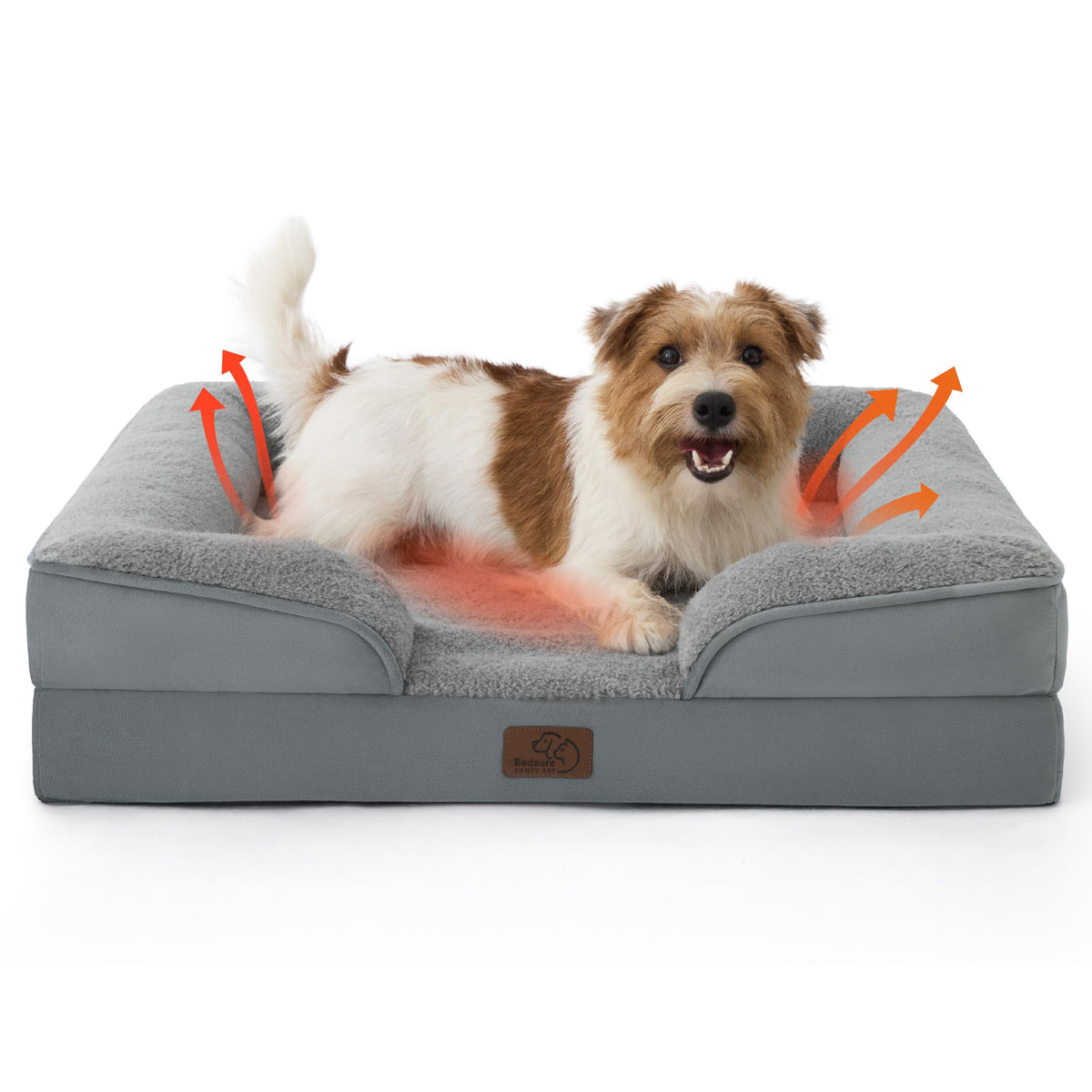 Bedsure self-warming orthopedic dog bed top view offering cozy warmth for chilly days