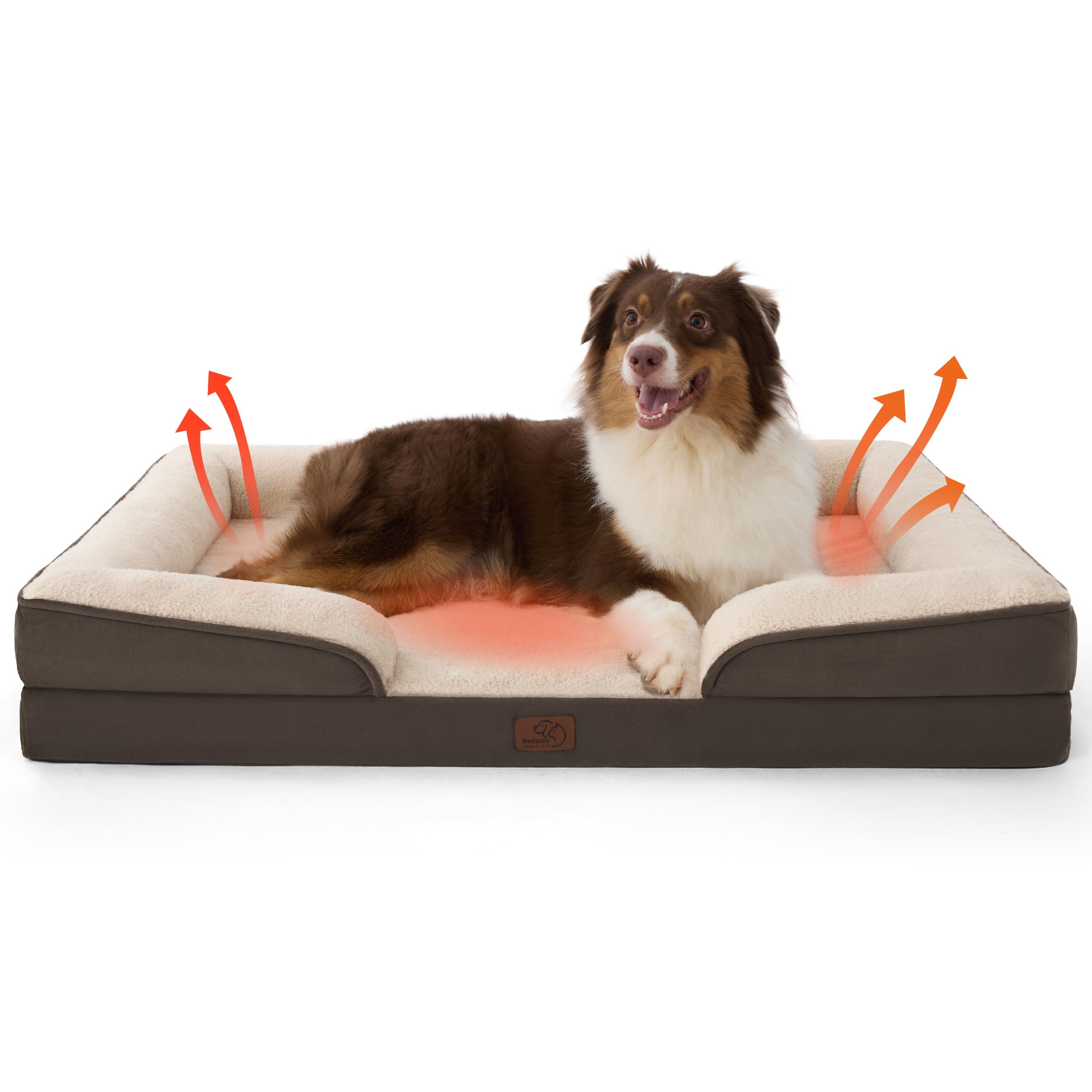 Bedsure self-warming orthopedic dog bed top view shows cozy warmth for cold naps