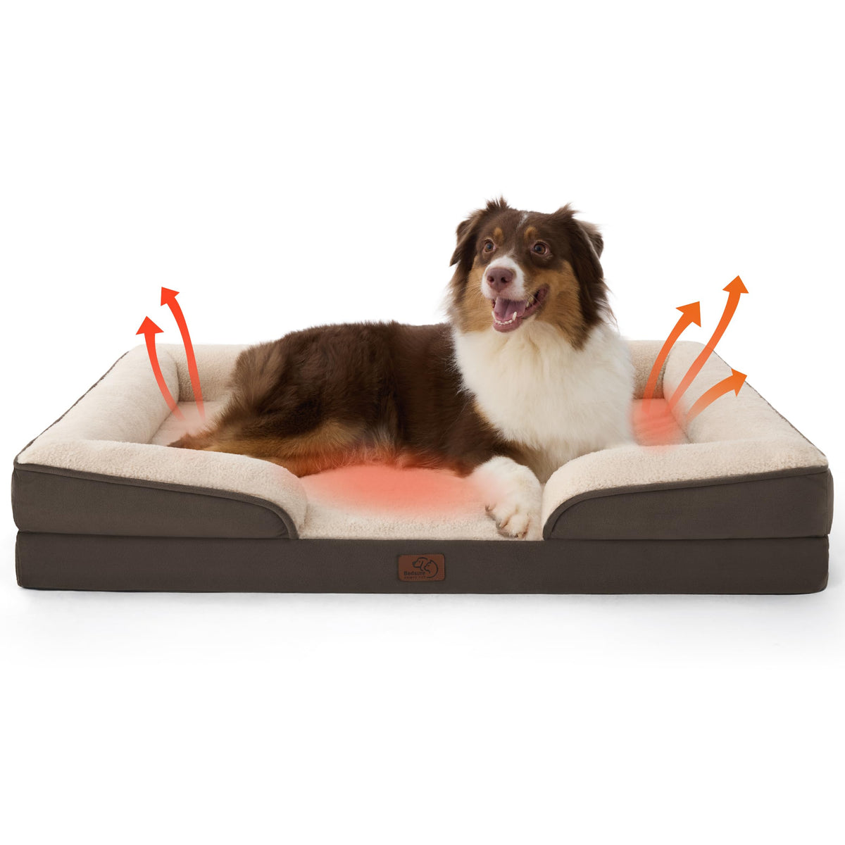 Bedsure self-warming orthopedic dog bed top view shows cozy warmth for cold naps