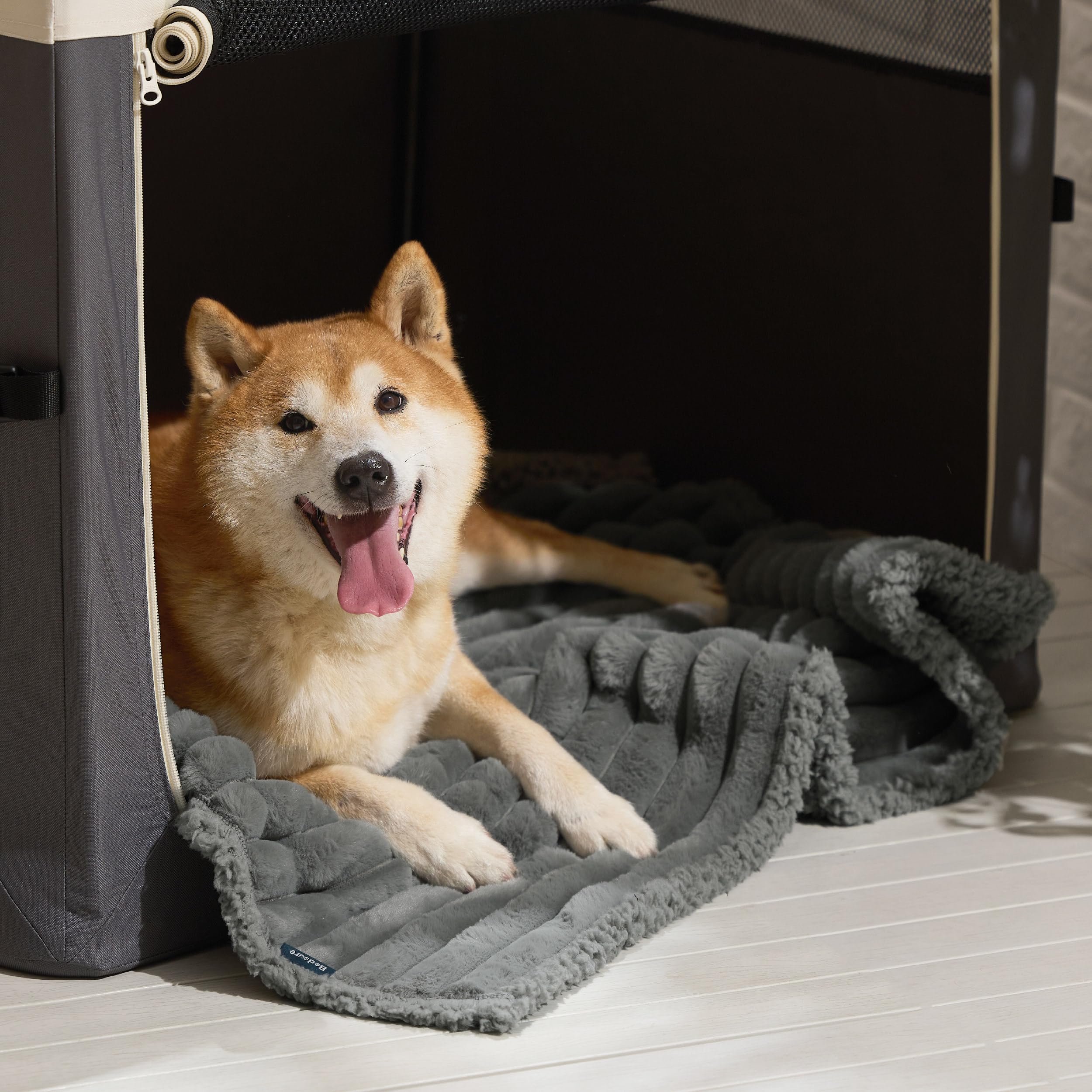 Bedsure Sherpa softness close-up showcases plush warmth and comfort.