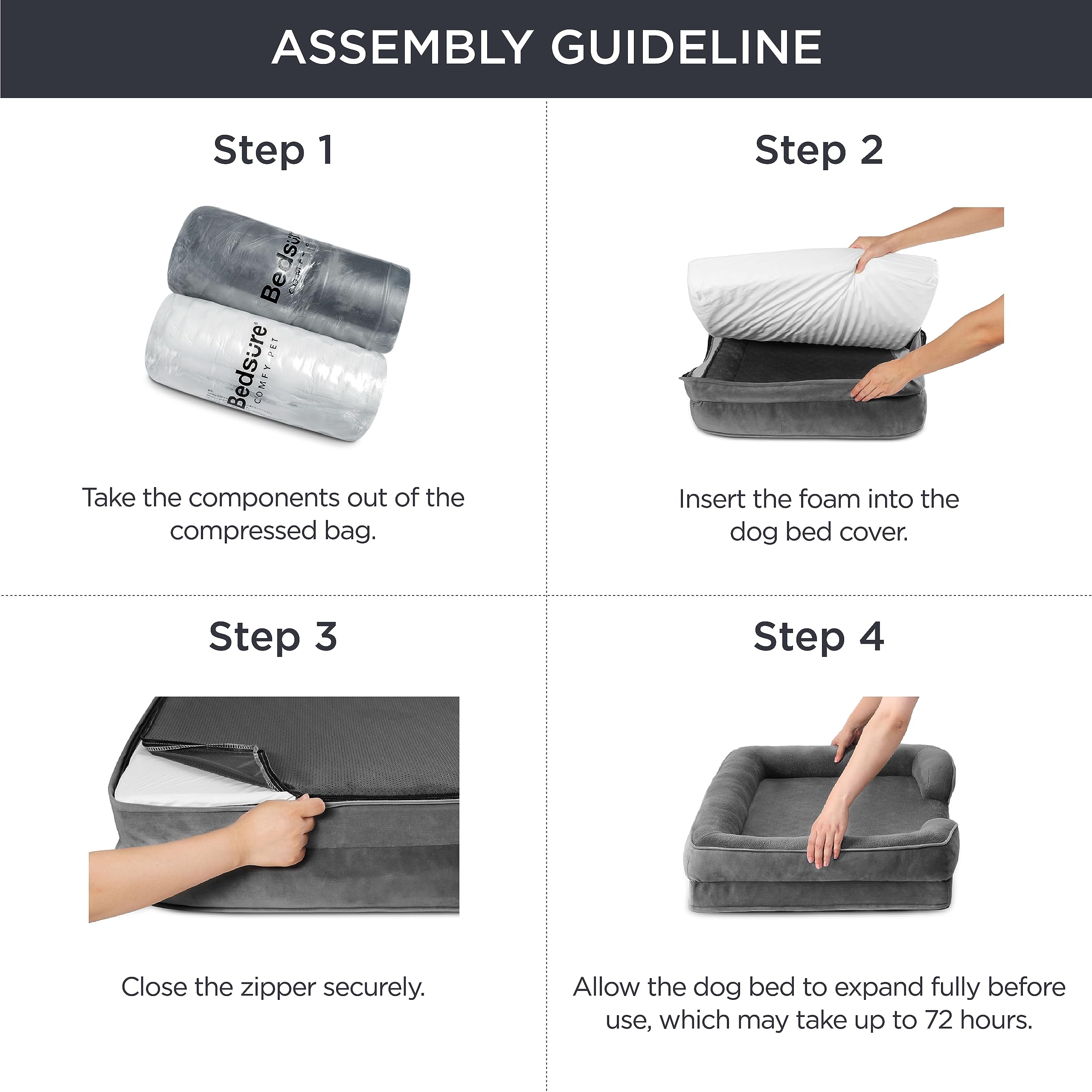 Bedsure foam-core construction illustrating high-density support and even weight distribution.
