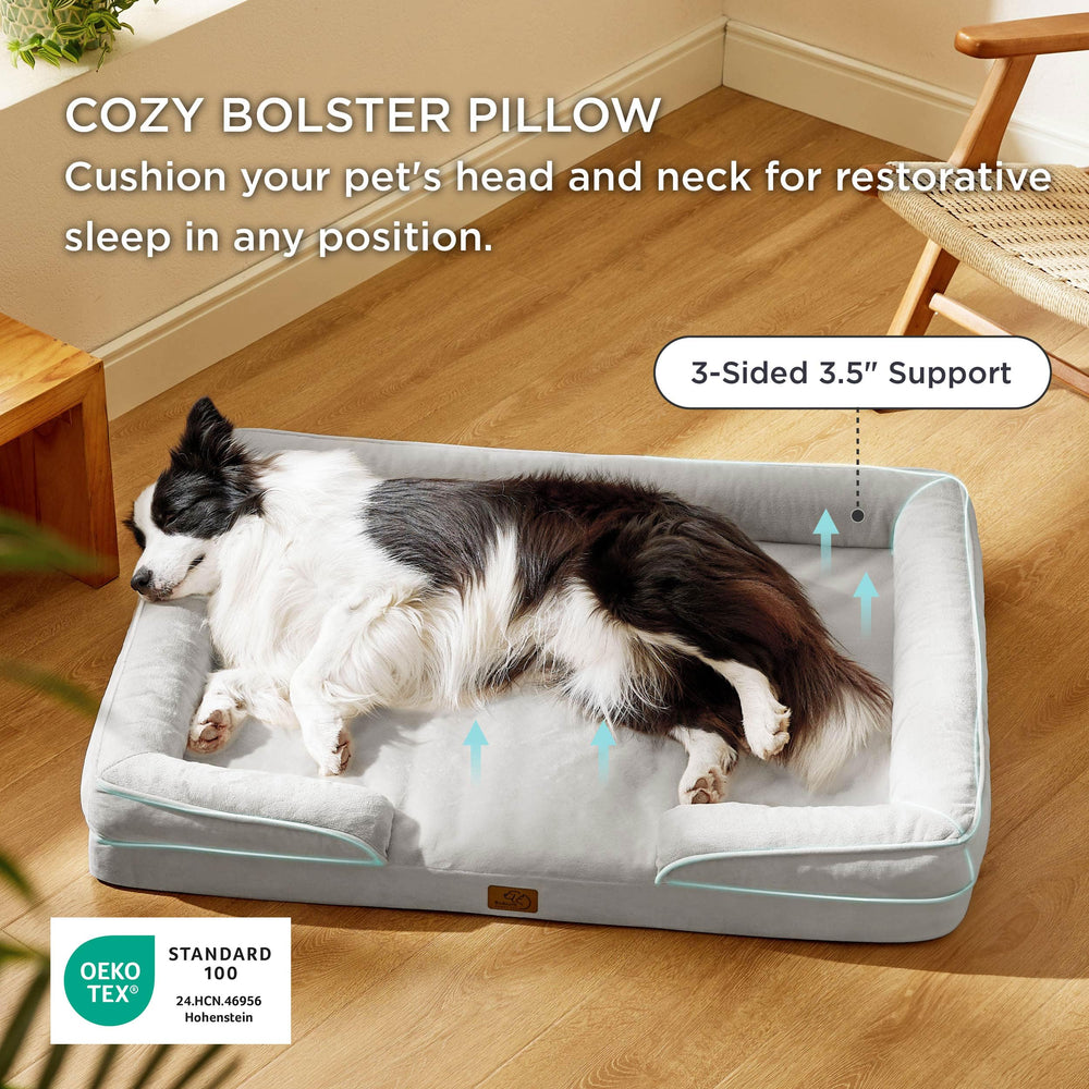 Bedsure soft flannel fabric dog bed conveys cozy comfort for naps and lounging.