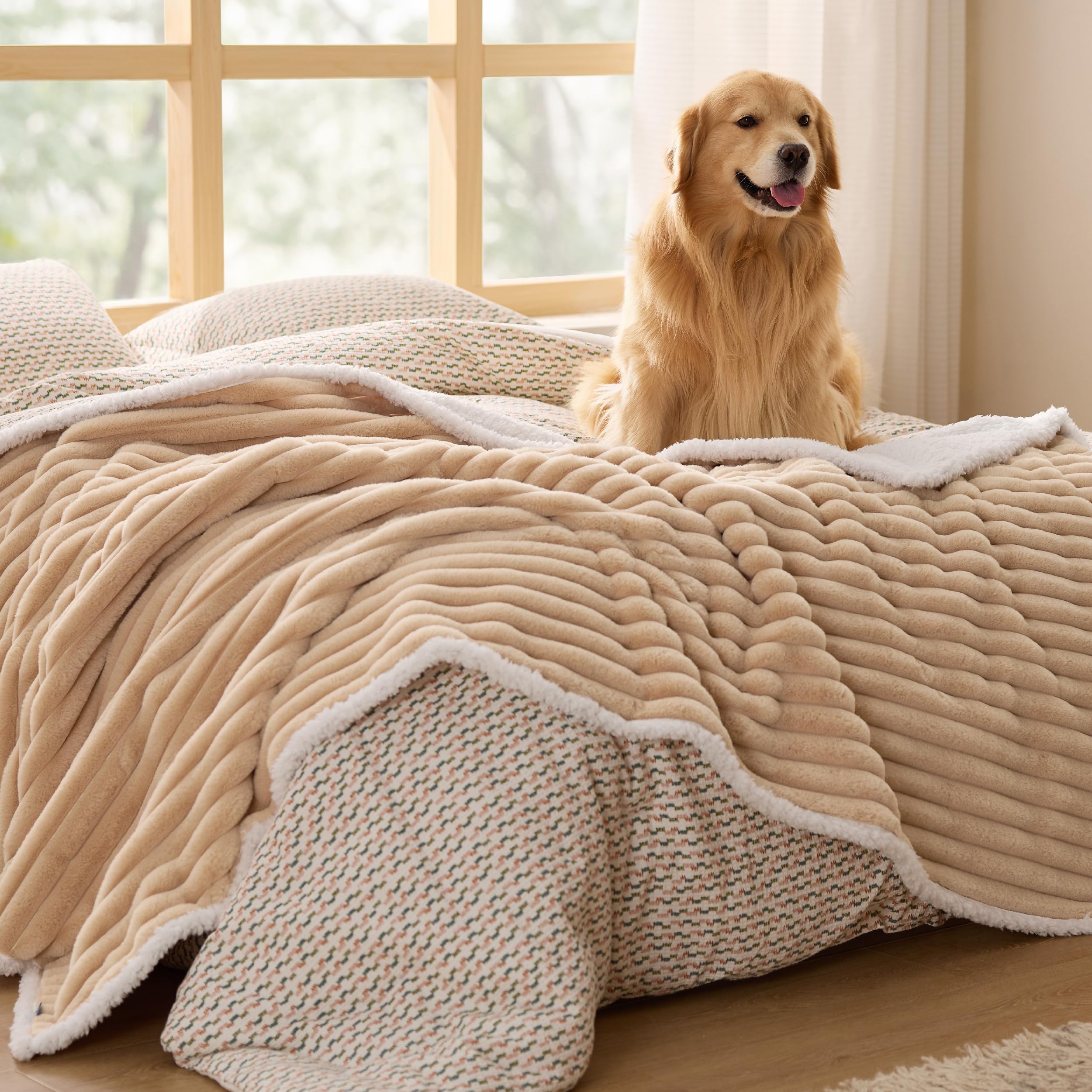 Bedsure tuscan-beige blanket complements living spaces with warm tone.