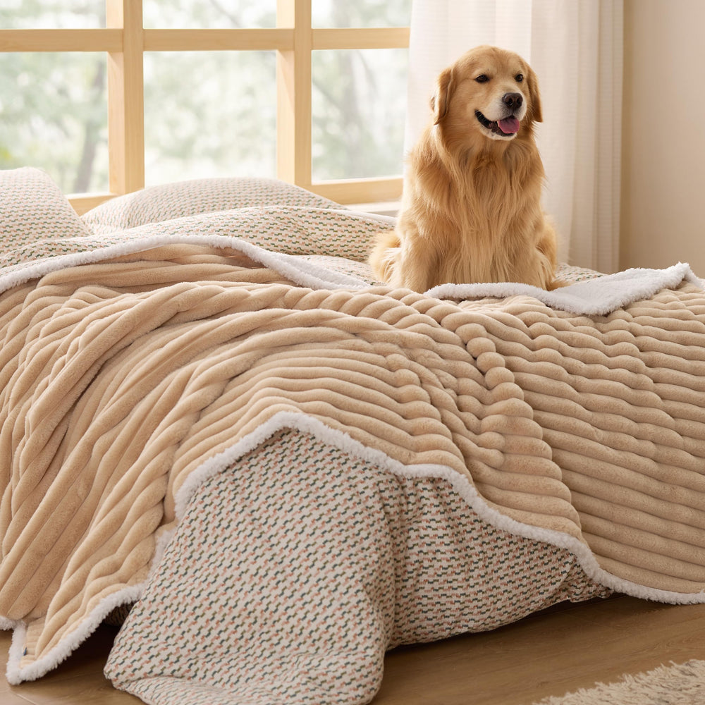 Bedsure tuscan-beige blanket complements living spaces with warm tone.