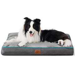 Bedsure washable dog bed grey top view shows plush fleece comfort for cozy naps