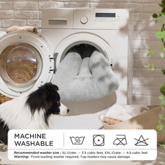 Bedsure washable dog bed crate pad in-use for crate comfort and security.