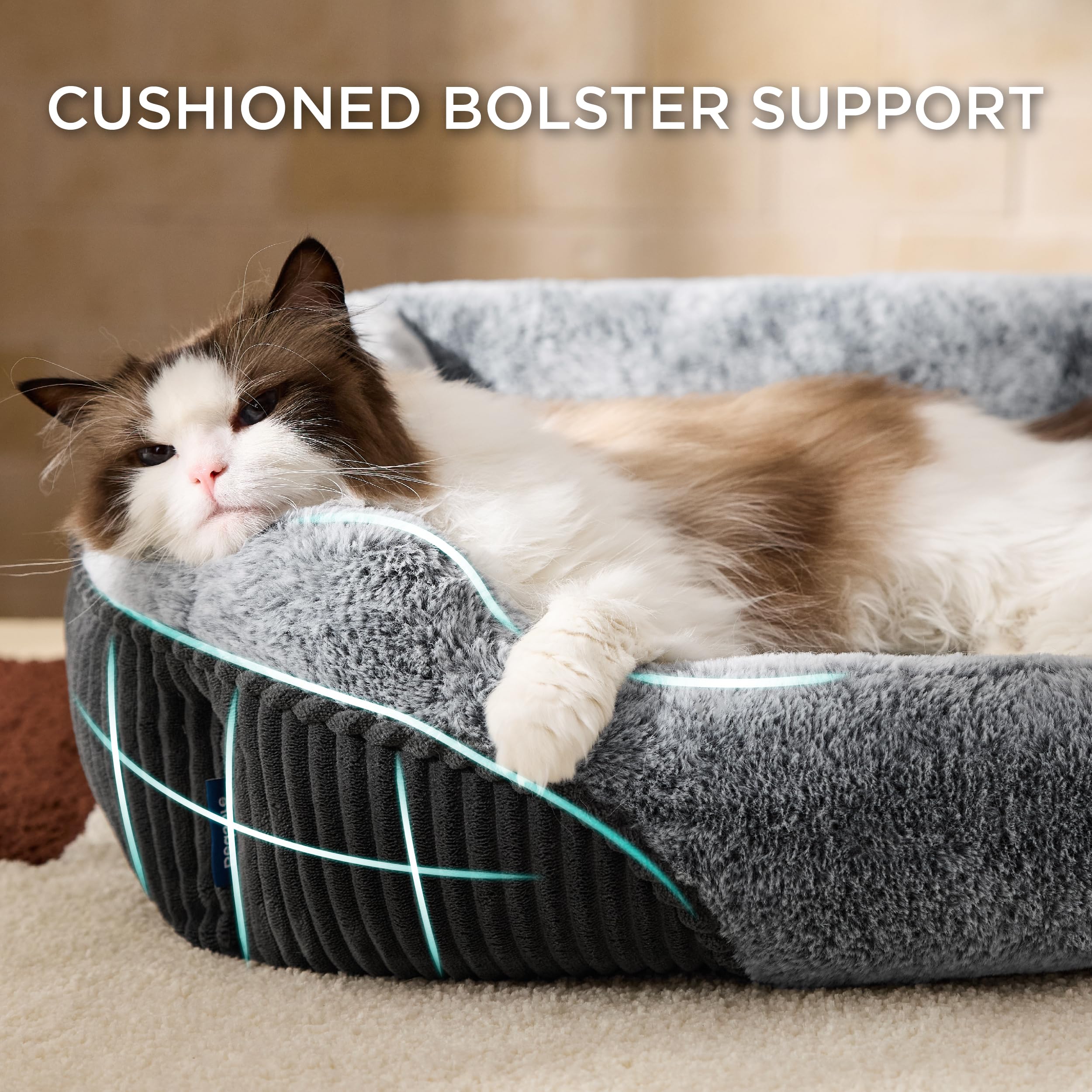 Bedsure rectangle bed side view emphasizes raised bolster for neck support