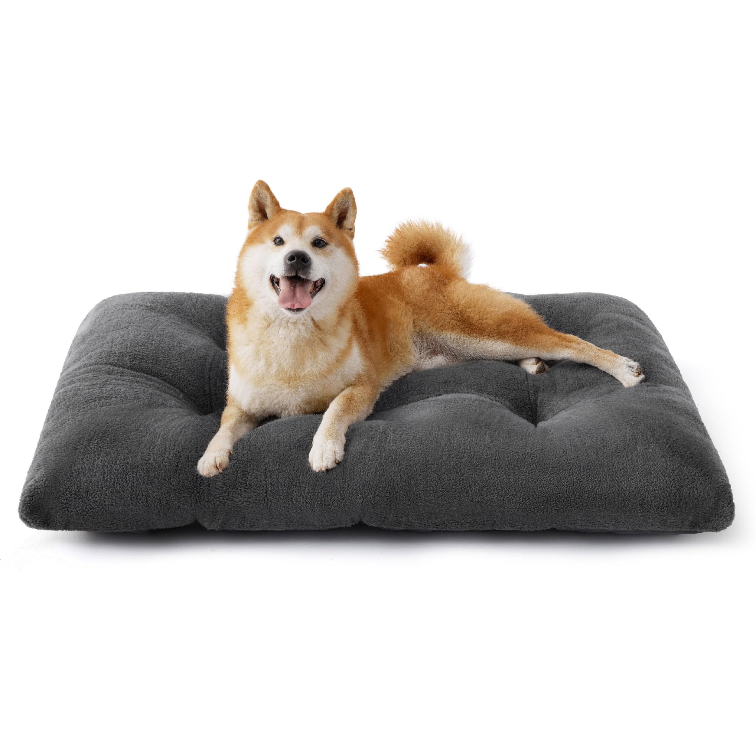 Bedsure washable dog crate bed front view showing plush surface for cozy naps.
