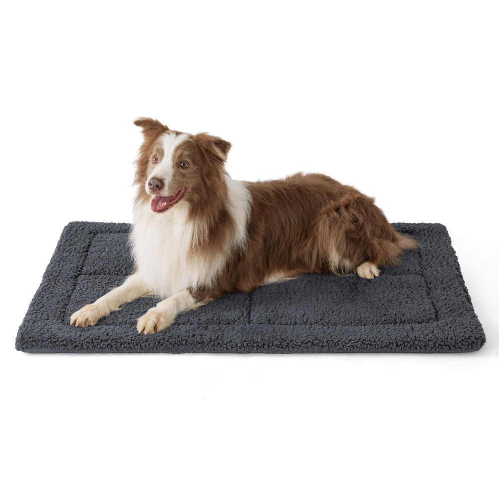 Bedsure washable dog crate bed in a large crate delivers cozy support for big dogs.