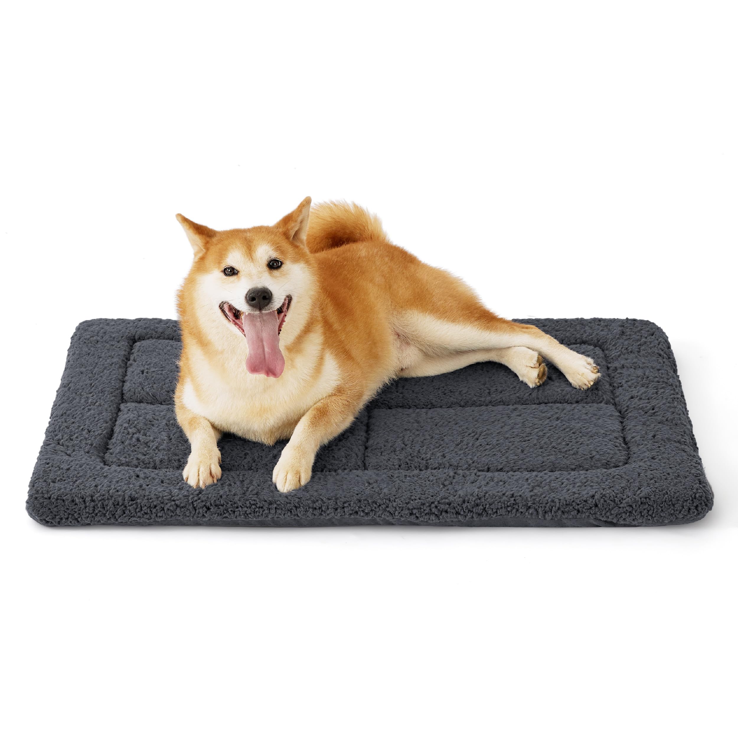 Bedsure washable dog crate bed in crate offers cozy, safe retreat.