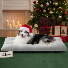 Bedsure washable XL dog bed gray top view for cozy crate lounging
