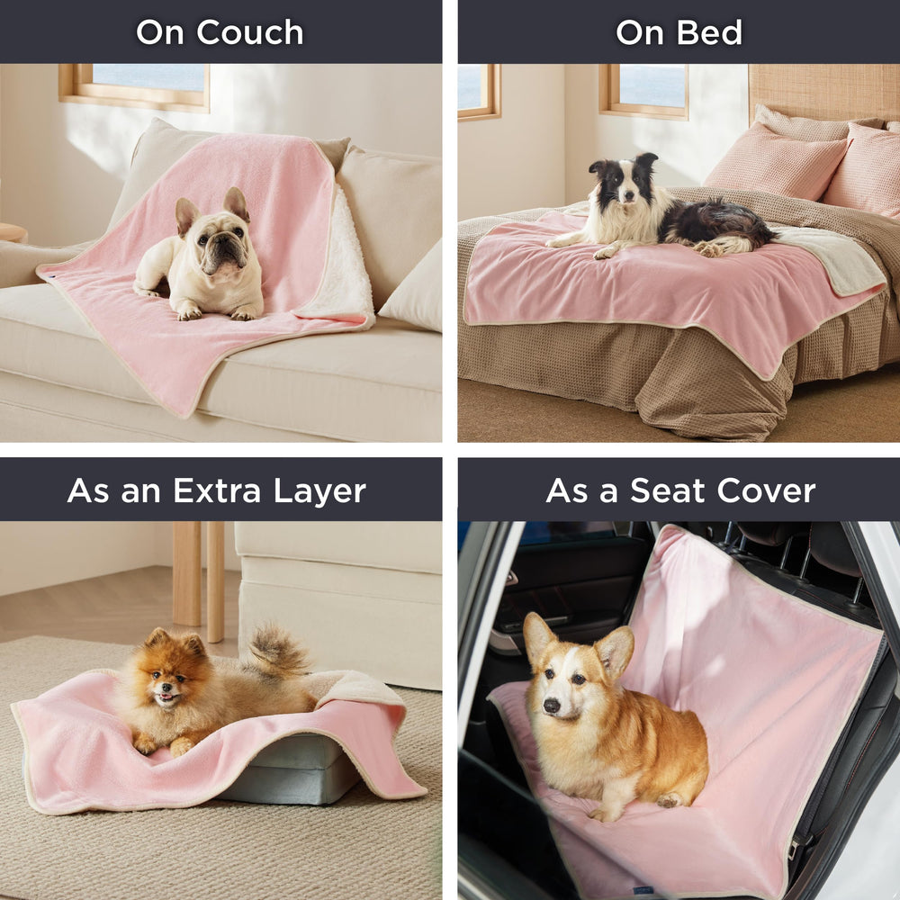 Bedsure couch-protection blanket in pink guards against spills and pet hair.