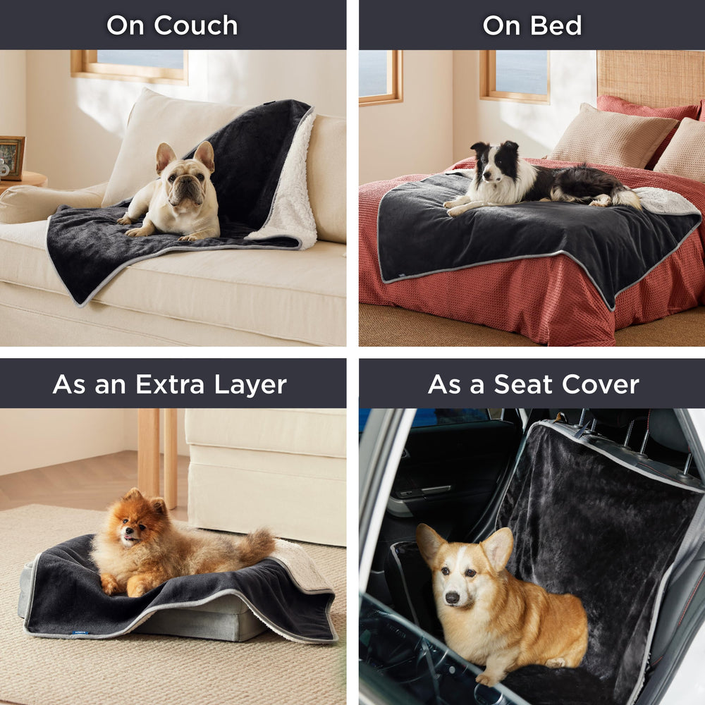 Bedsure waterproof blanket protects couches from spills and pet hair.