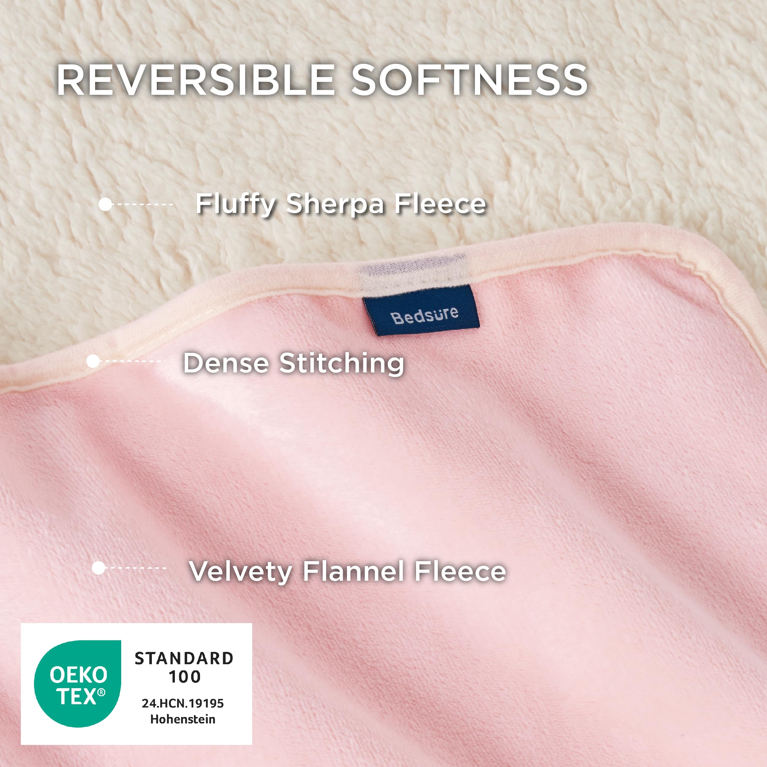 Bedsure reversible Sherpa and fleece sides provide two cozy textures.