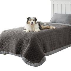Bedsure waterproof couch cover on dark-grey sofa protects against spills.