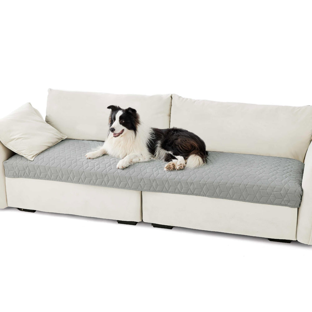 Bedsure waterproof couch cover for dogs on gray fabric protects furniture from spills