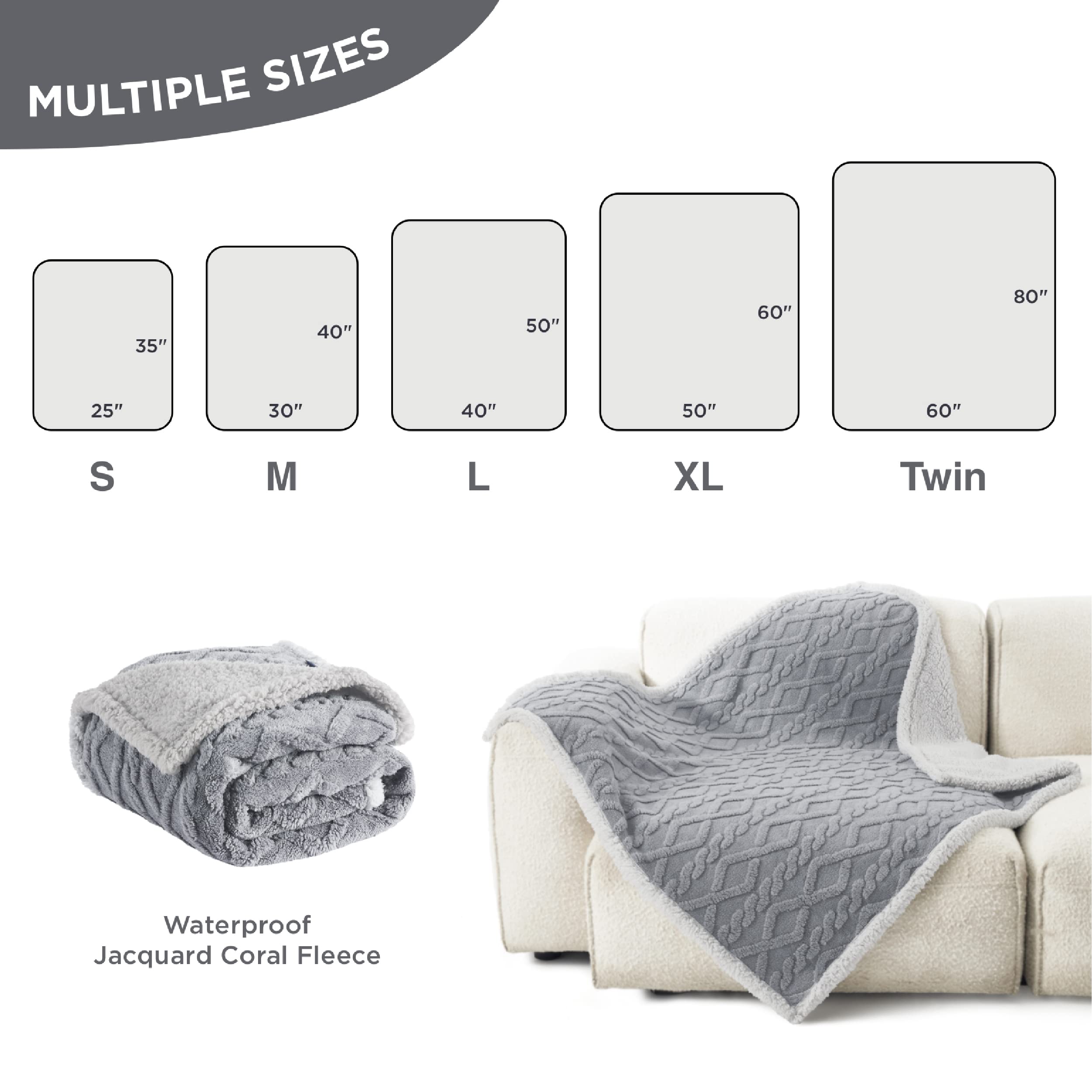 Bedsure 60x80 blanket fits large dogs and most couches.